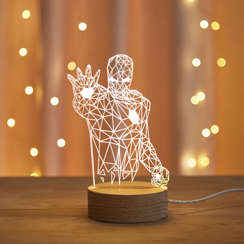 Мстители светодиодный светильник для стола 3D Железный человек ночной Светильник