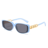 fashion rectangle sunglasses women 2021 jelly color retro metal chain eyewear shades uv400 men trending square sun glasses