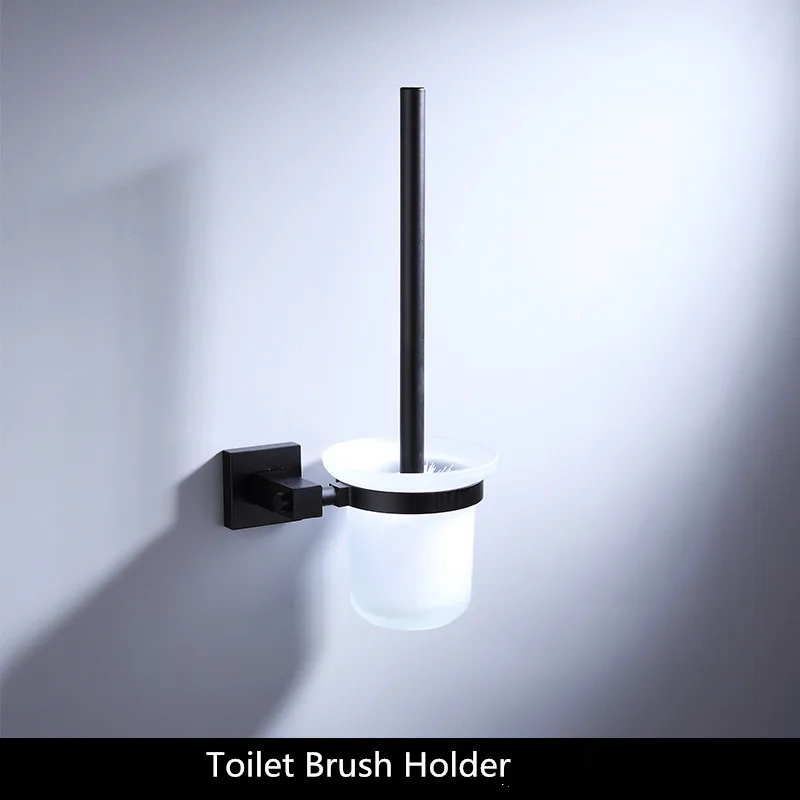 toilet brush holder Аксессуары для ванной комнаты полотенцесушитель бумажный держатель, вешалка для полотенец, держатель для туалетной щетки, держатель для полотенец алюминиевый черный набор аксессуаров для ванной комнаты - Цвет: toilet brush holder