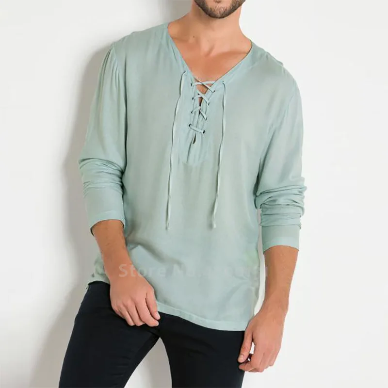 Мужская футболка в стиле ретро с V-образным вырезом |