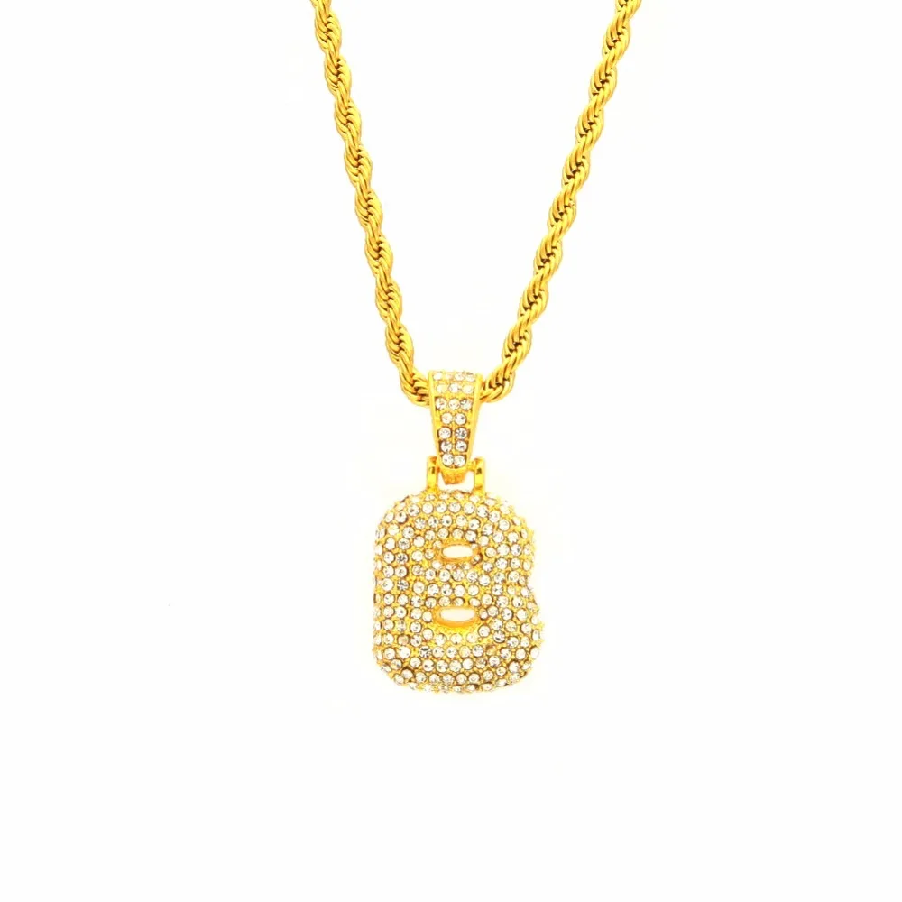 Сплав Bling Bubble Intial Let Iced Out горный хрусталь A-Z начальный кулон золотистый Серебристый с розой Подвеска золотого цвета кулон ожерелье