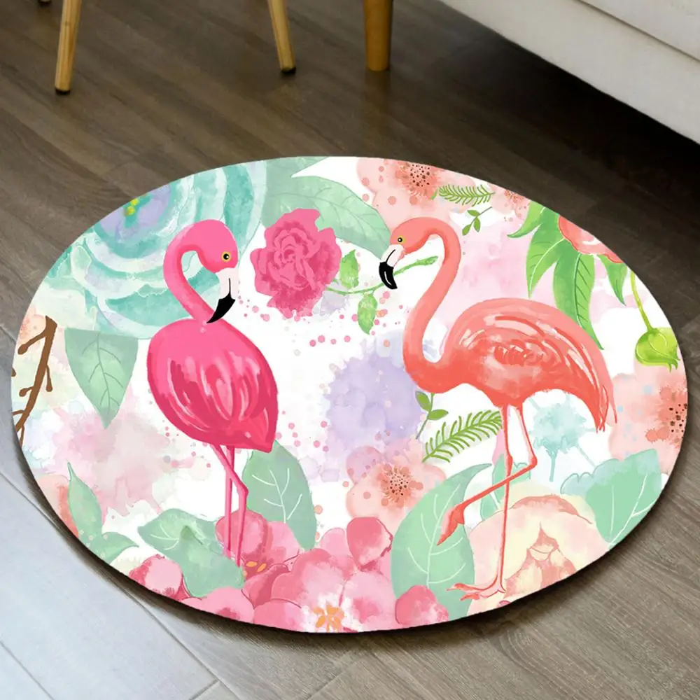 Коврик дверной с принтом фламинго птиц и листьев нескользящий | Дом сад