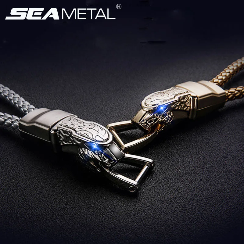 Кожаный брелок для автомобиля с леопардовым принтом плетеный из цинкового