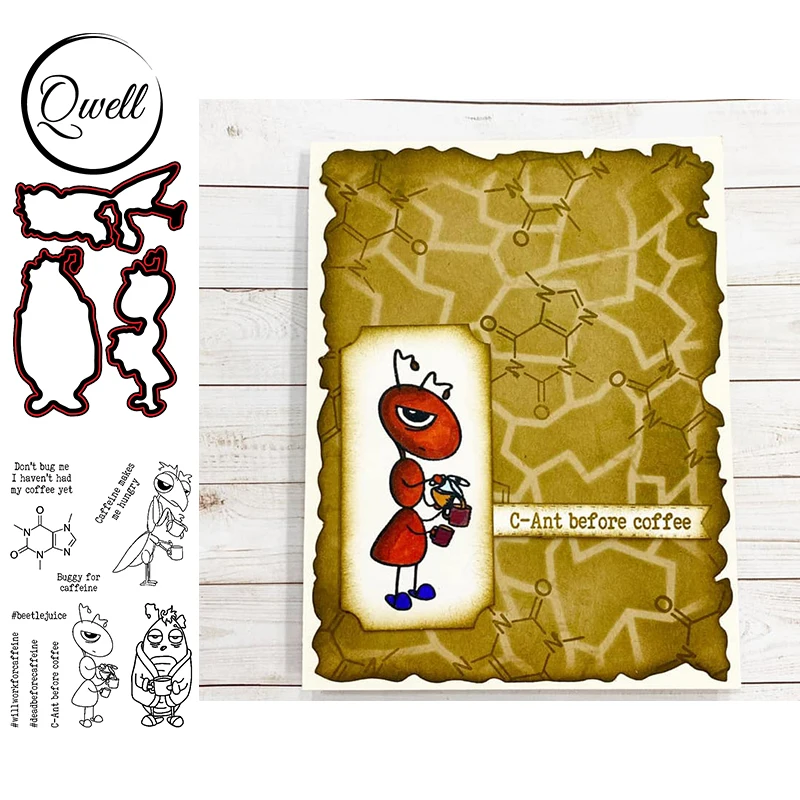 

QWELL Grasshopper Ant Words Stamps With Coordinating Dies DIY Scrapbooking Craft Paper Cards Album 2020 New Arrival