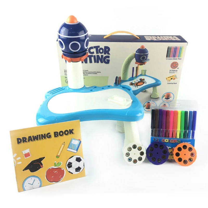 

Children Early Educational Painting Learning Projector Kids Arts and Crafts Projection Drawing Table Desk Toy