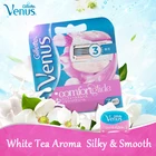 Настоящая бритва для бритья Gillette Venus для женщин, белая чайная серия, Дамская эпиляция для девочек, 3 слоя, 3 лезвия, мыльница