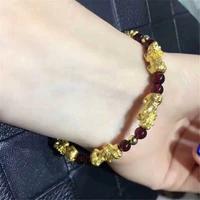 chinese pixiu beads cuff bracelet vintage lucky feng shui gold brave troop bangle