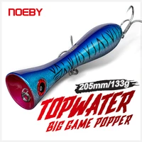 noeby big game popper fishing lure 205mm 133g topwater popper artificial hard bait 45x hooks for heavy sea gt tuna fishing lure