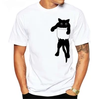 pocket cat gym print hipster summer short sleeve funny graphic printed tee shirts white tops