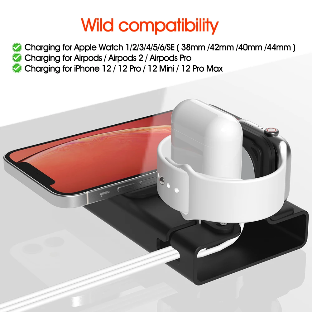 

Magsafe Phone Charger Holder 3 in 1Aluminium Bracket For iPhone 12Pro Max/Apple Watch/Airpods Magnetic Wireless Charging Stand