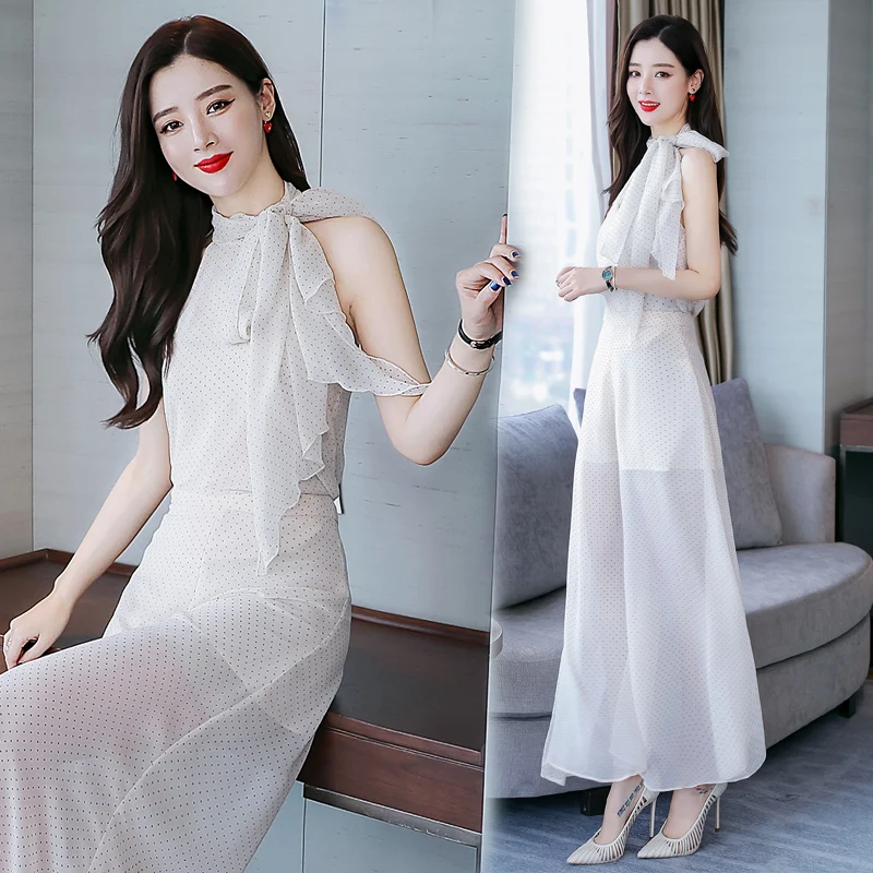 Женский офисный костюм из двух предметов блузка без рукавов в горошек рубашка с