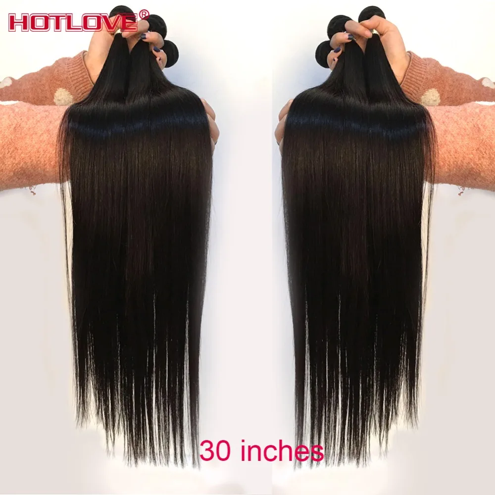 Прямые Пучки 36 38 40 дюймов с фронтальной перуанской планкой искуспряди застежкой