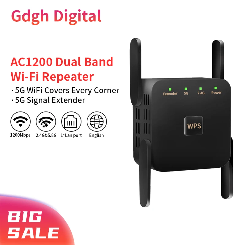 Wi Fi ретранслятор 1200 Мбит/с Беспроводной расширитель двухдиапазонный усилитель 2