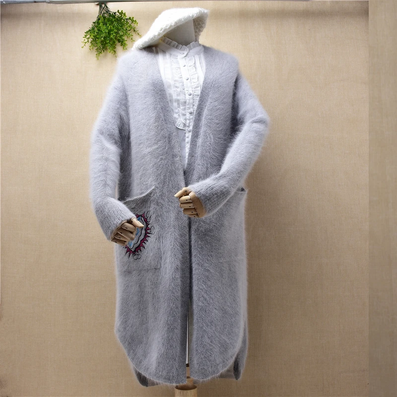 Женское Модное Длинное свободное кашемировое пальто с принтом crazy girls длинное