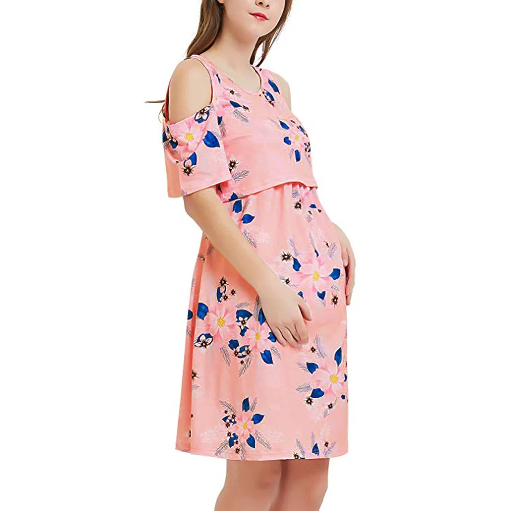 Женское летнее платье с коротким рукавом и цветочным принтом | Мать ребенок