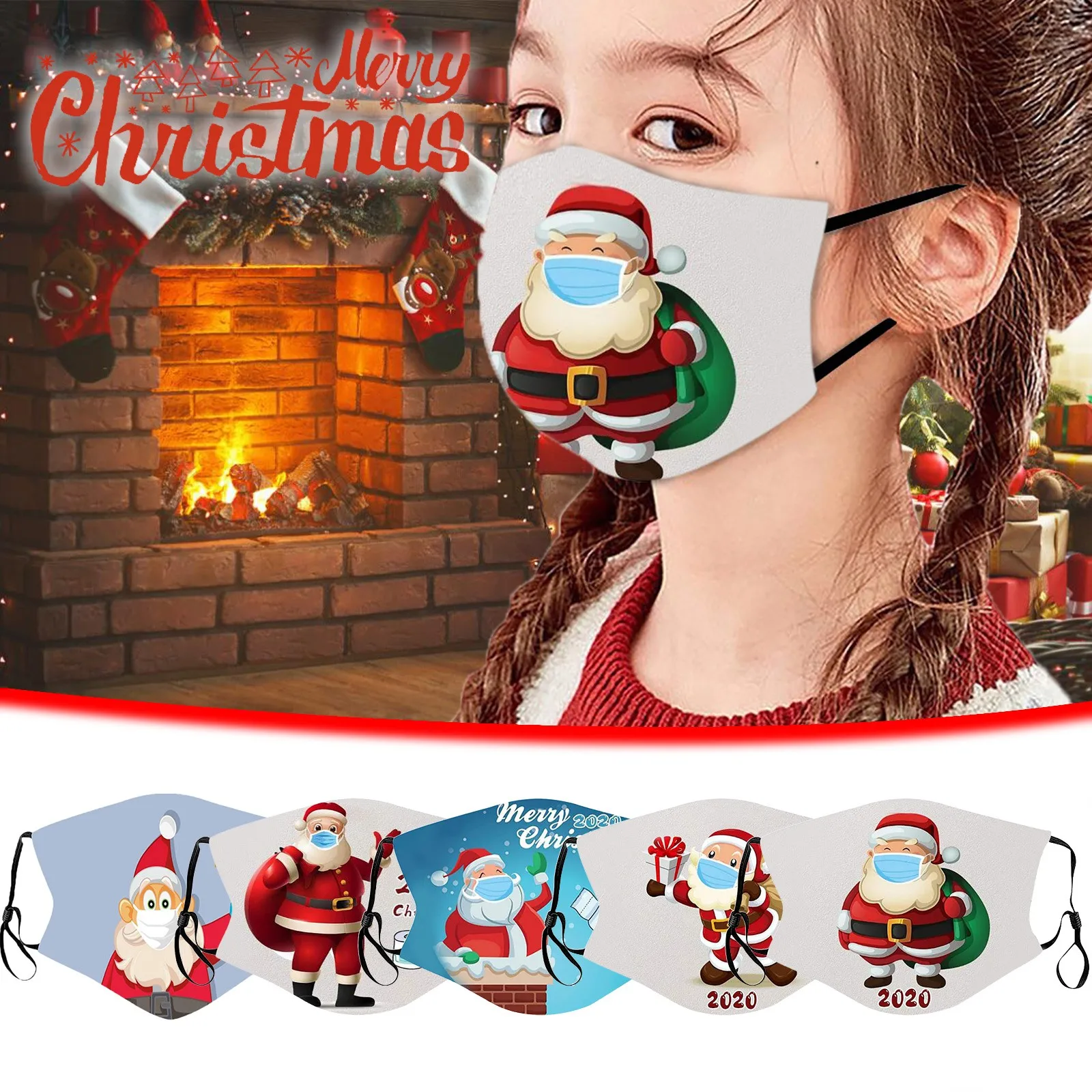 

Masque Mask Mondkapjes Christmas Fashion Children Washable Floral Printing Adjustable Breathable Masks Pollution Respirato Cover
