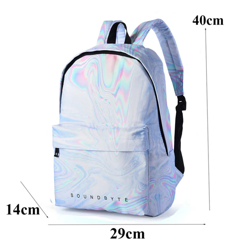 Голографическая рюкзак Для женщин Повседневное для путешествий Bagpack серебристый