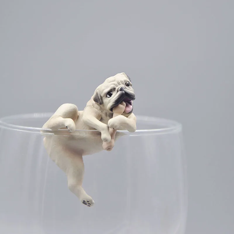 Забавная фигурка животного милая собака мопс игрушки ПВХ чашка украшения