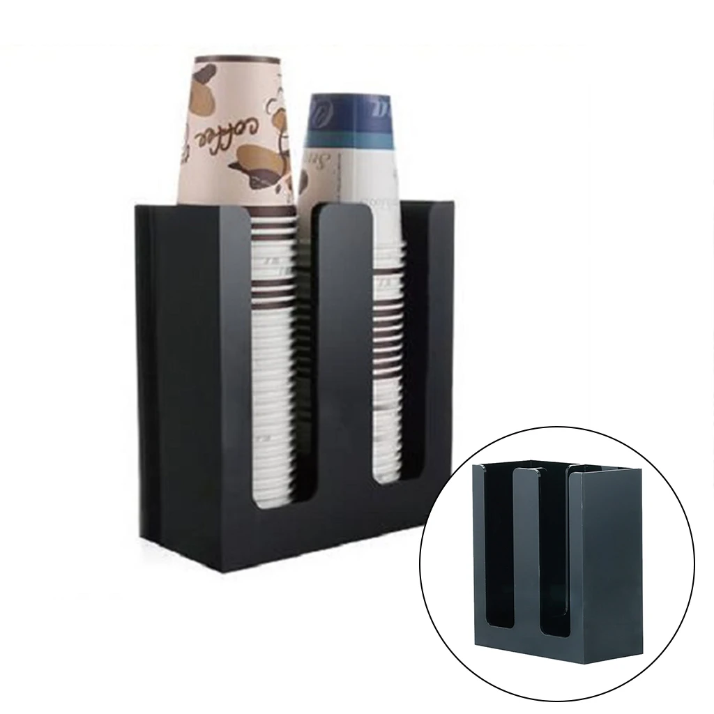 2 Compartments Coffee Cup Lid Organizer Paper Dispenser Storage Rack | Дом и сад