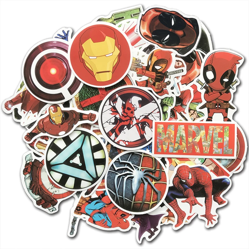 50 шт./лот, крутые наклейки Marvel, водонепроницаемые, граффити, супер стикеры героев, бомба, наклейка для детей, игрушки, сделай сам, скейтборд, багаж, ноутбук