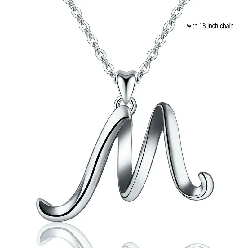 add 18 inch chain M EUDORA уникальное 925 пробы Серебряное ожерелье с подвеской в виде буквы A& B для женщин и мужчин модное персонализированное ювелирное изделие подарок для девочки CYD109 - Окраска металла: add 18 inch chain M