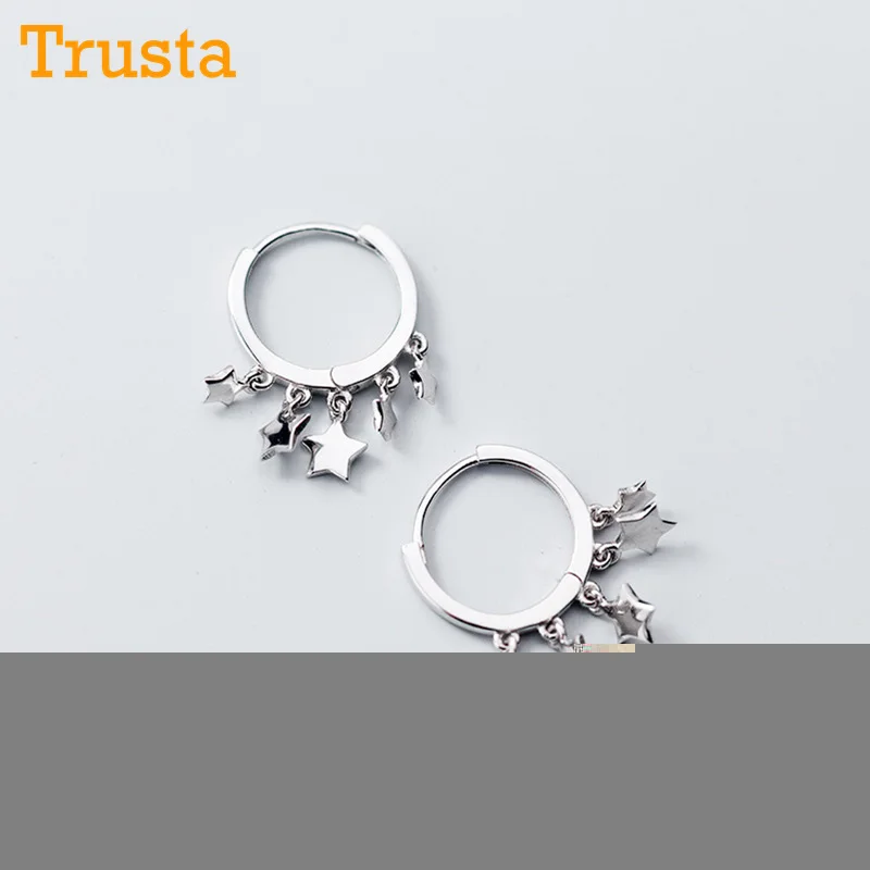 Trusta, женская мода,, 925, цельное Стерлинговое Серебро, звезда, кисточка, очаровательные серьги-гвоздики для женщин, Стерлинговое Серебро, ювелирное изделие DS1104