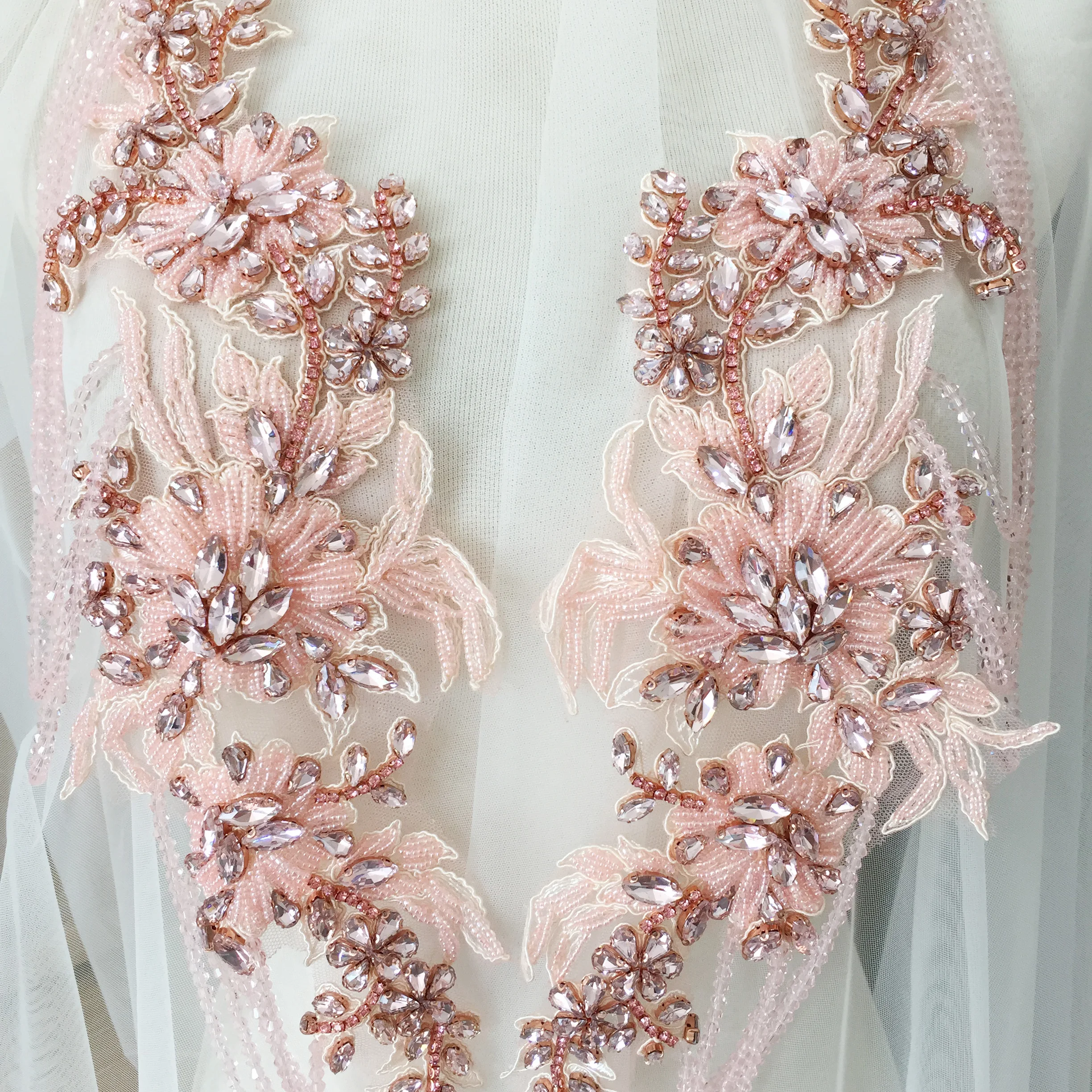 

Стразы ручной работы розовые с кисточками, свадебное платье, аксессуары для невесты