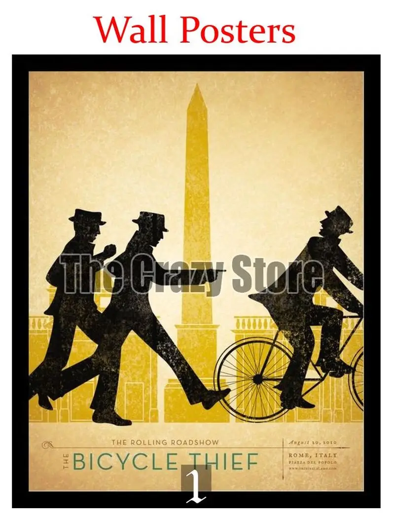 Велосипедные воры классические белые крафт бумажные картины винтажные