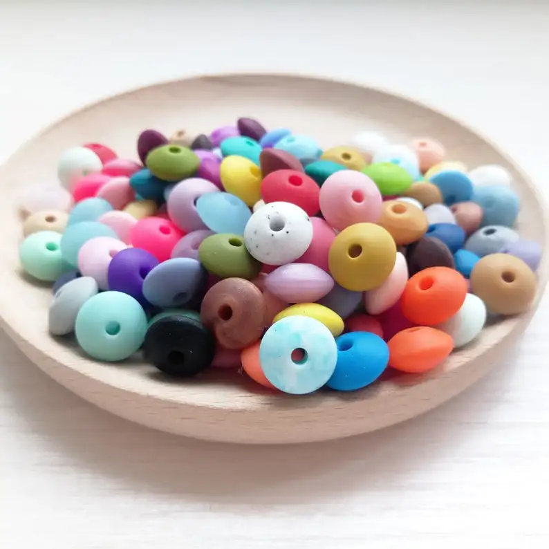 

12mm Maroon Saucer Spacer Beads Silicone Teethers BPA free Baby Pacifier Beads BX33