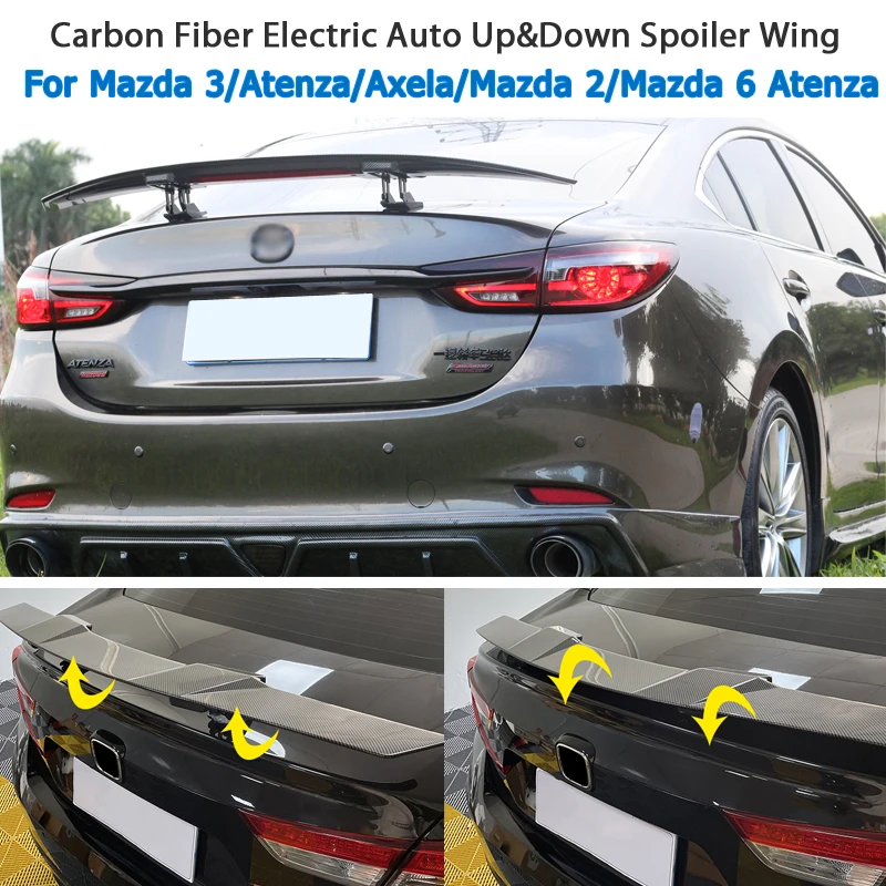 

NEW Electric Automatically Universal Rear Trunk Tail Boot Lid Car Spoiler wing For Mazda Atenza All Sedan Car Carbon Fiber