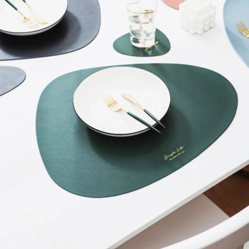 Placemat for Dining Table PU Leather Coaster Heat Insulation Tableware Pad Non-Slip Drink Coasters Cup Mat Decoration | Дом и сад
