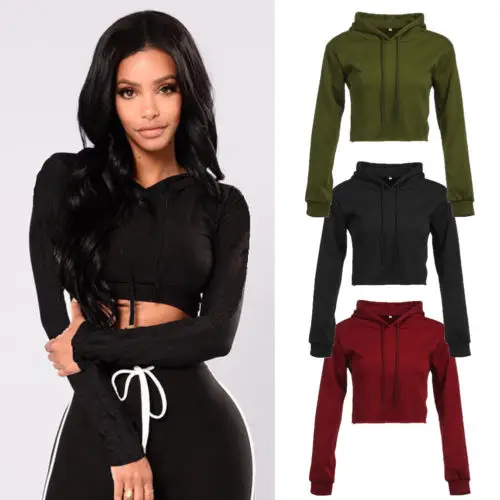Kawaii Harajuku Women Cat Ear Hoodie Jumper Pullovers Cropped Short Sports Blouse Top Korean Hoodie Womens Clothing