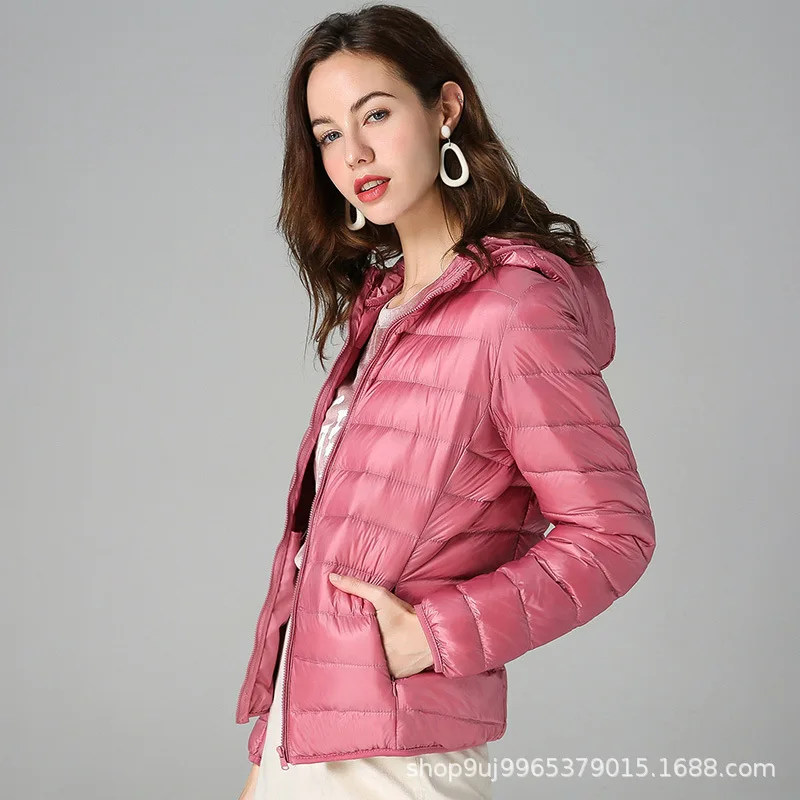 

New Winter Pink Purple Coat Women Parkas Jacket Casual Slim Fit Long Hooded Coat Warm Clothing Women Short Parkas Solid Overcoat