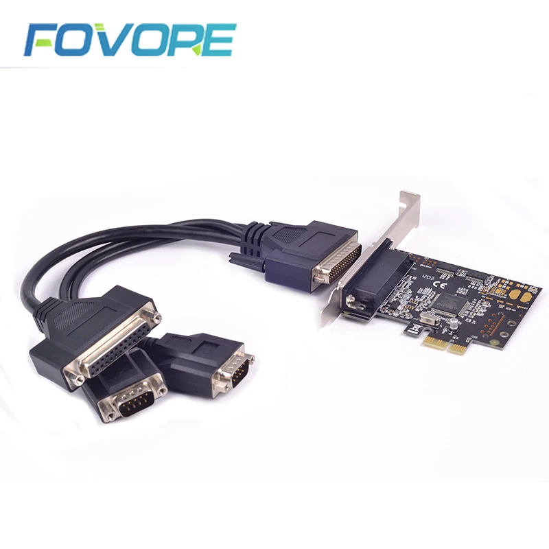 Последовательный порт PCI e адаптер 2 Серийный DB9 RS232 параллельно DB25 конвертер pci