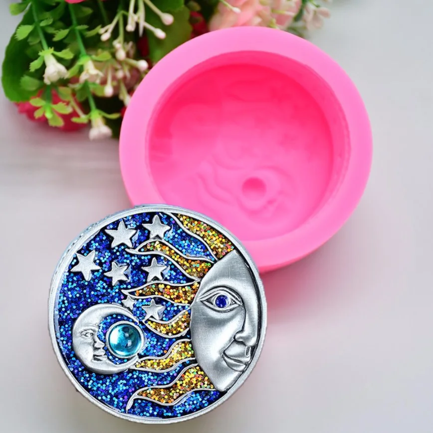 

QIQIPP Moon Sun aromatherapy plaster ornaments mold handmade soap mold chocolate mold silicone mold C1125