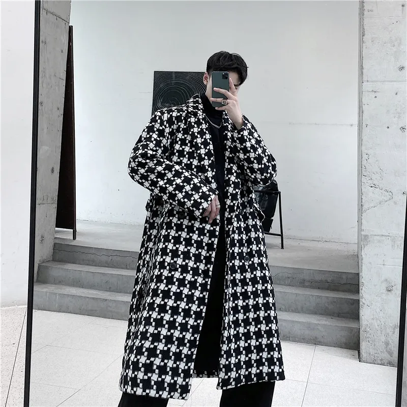 

Уличная одежда для мужчин и женщин, винтажный Повседневный свободный тренчкот, верхняя одежда, мужской длинный клетчатый тренчкот с поясом