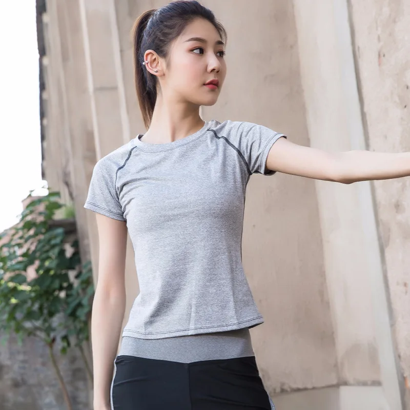 Летняя новая женская футболка с коротким рукавом для бега и упражнений тонкая