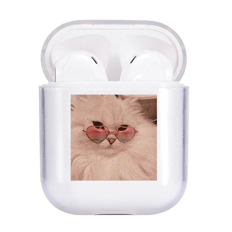 Чехол для наушников Apple AirPods 2 мягкий силиконовый чехол с милым котом беспроводных