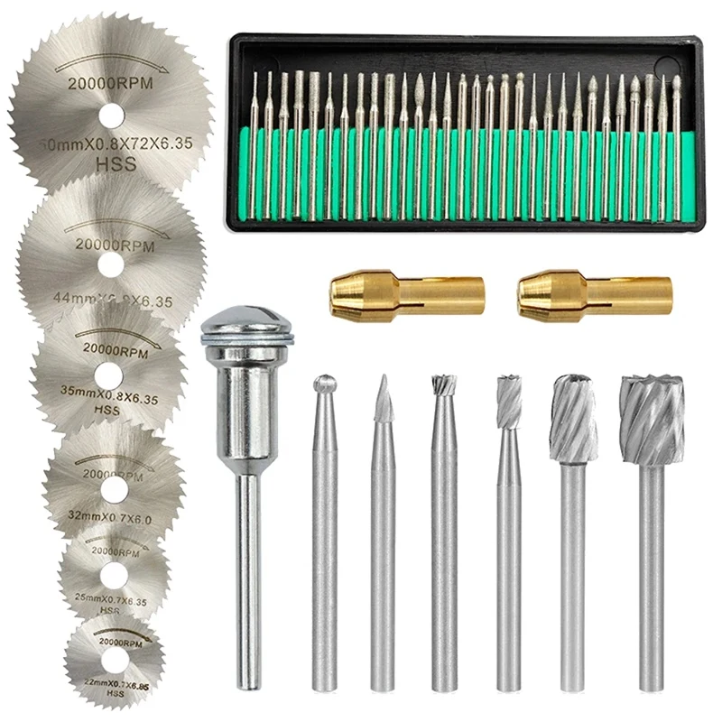 

GTBL 45Pcs Diamond Engraving Accessories Set HSS Circular Saw Blade Set Routing Bit for Dremel Drill Bit Rotary Accessories