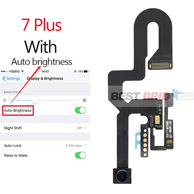 1 шт., маленькая фронтальная камера для iPhone 7 Plus, светильник с датчиком приближения, гибкий кабель для замены камеры