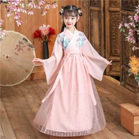 han fu kids cosplay costumes chinese new year dress for girl green festival outfit blue pink hanfu girl traditional clothing