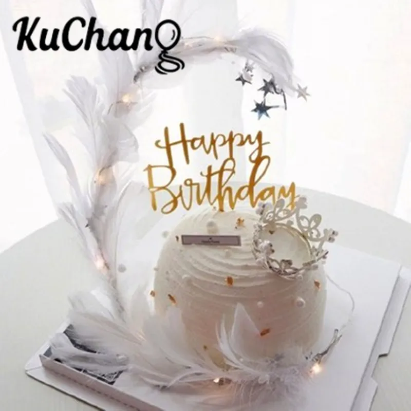 Розовый Золотой Топпер для торта С Днем Рождения акриловая надпись золото