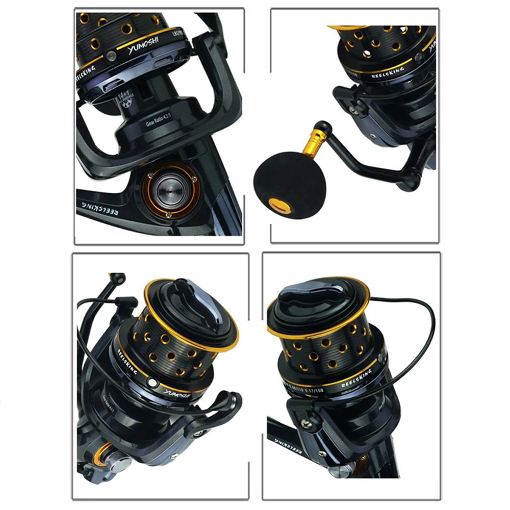 

Stainless Steel Spinning Reel 50 60 Series Fishing Reels carp Fishing Wheel Pesca molinete baitcasting Front and rear brak KM