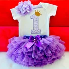 Детское маленькое детское платье-пачка для девочек 1 год, первый день рождения, наряд принцессы, детское платье, комбинезон, Крестильный костюм, платья
