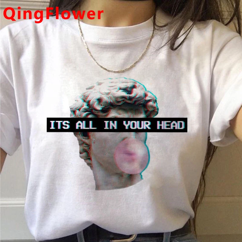 

Michelangelo Aesthetic clothes top tees women vintage kawaii white t shirt tumblr japanese t-shirt t shirt aesthetic