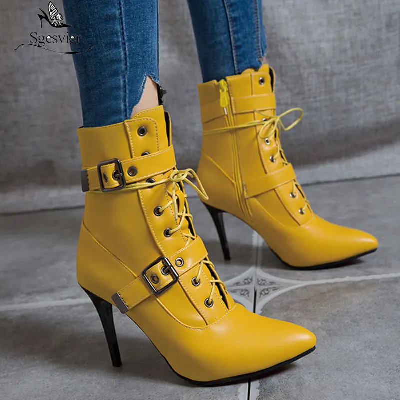 Женские ботильоны на очень высоком каблуке с острым носком размеры 34 50|Женские