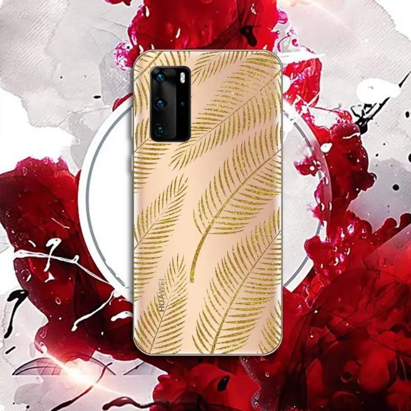 

Golden leaf flower love leopard print Phone Case Transparent for Huawei P honor 8 10i 20 30 40 smart 2019