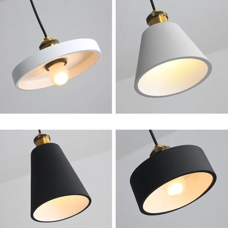 

Modern Chandelier E27 Black White Minimalist Dining Table Bar Table Lamp Industrial Style Lamps Bedroom Bedside Small Chandelier