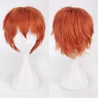 Дешевый мужской короткий оранжевый волнистый парик аниме косплей для мальчиков вьющийся желтый парик косплей Мужские Синтетические Искусственные оранжевые волосы для мужчин