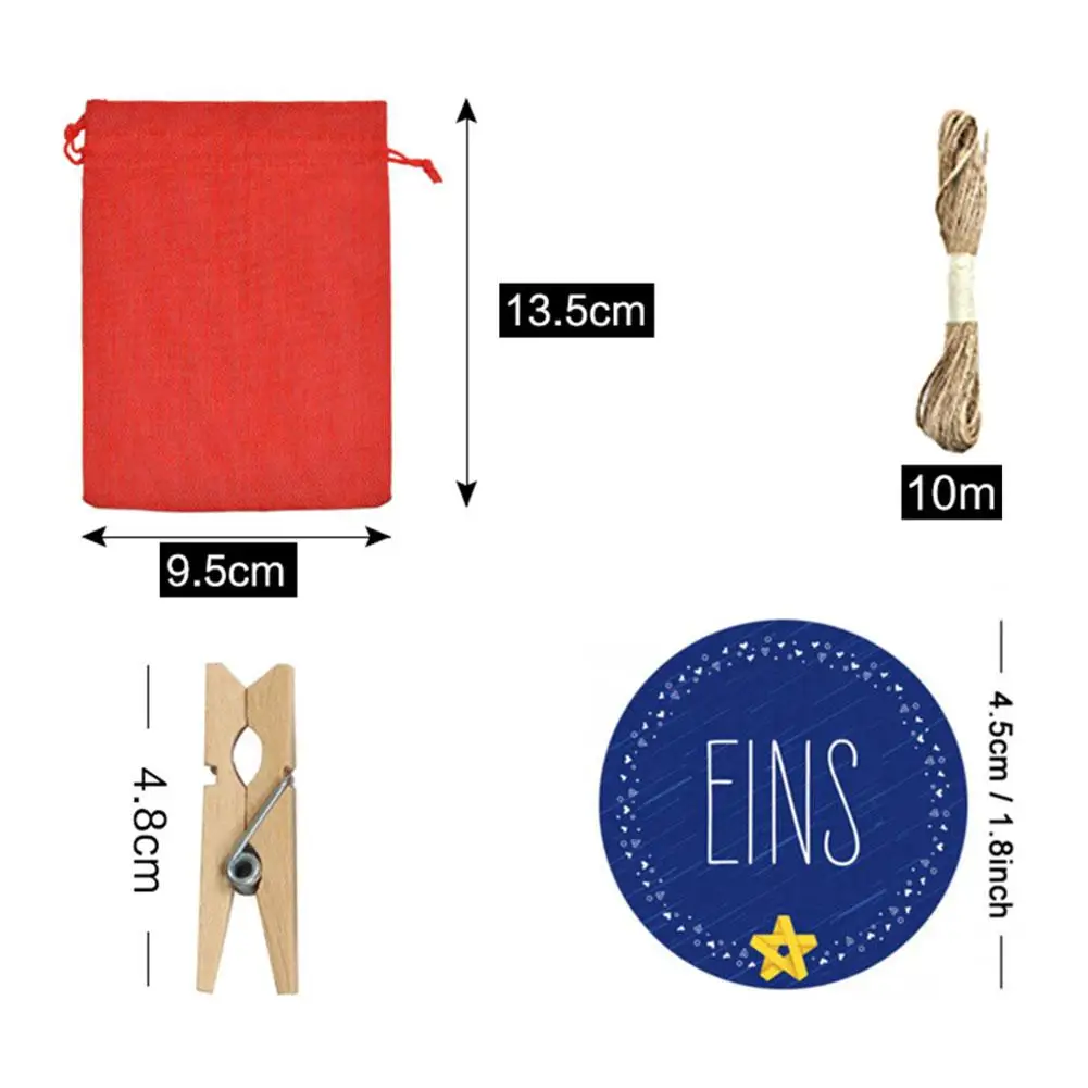 24 шт. Рождественский календарь обратного отсчета мешок Конфеты Шоколад льняной
